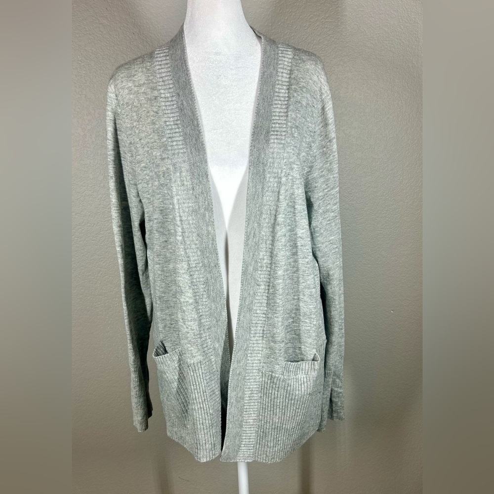 Banana Republic Gray Knit Open Cardigan Sweater Sz XL Eclectic Grandma Grandpa - Picture 3 of 15